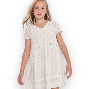 Mayoral Ivory Kids Dress with Gold Accents   New with tags